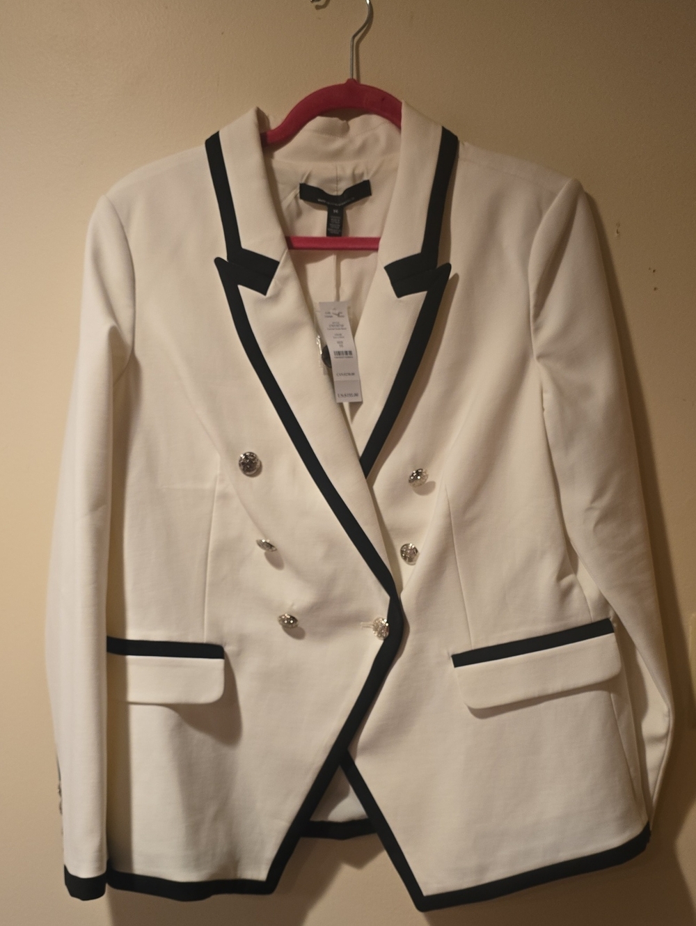 White House Black Market White Blazer with Black Trim